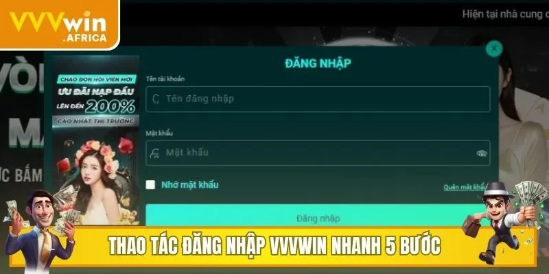 Thao tác đăng nhập VVVWIN nhanh 5 bước